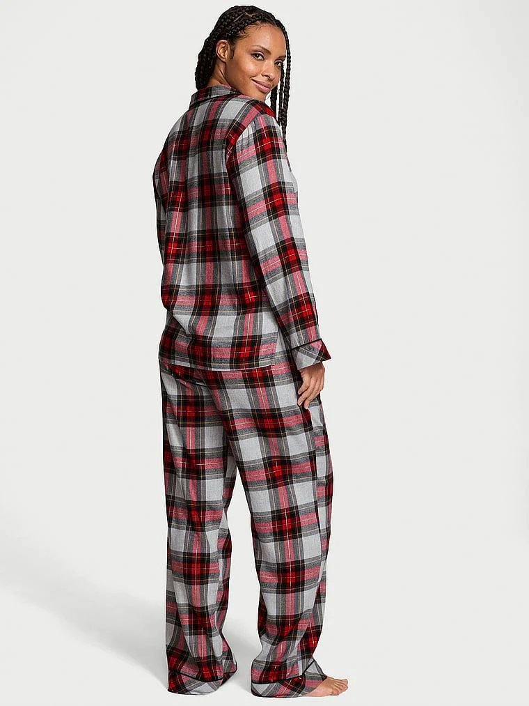 Flannel Uzun Pijama Takimi arka görünüm