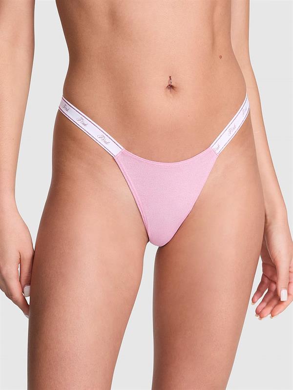 Pink Logo Detayli Pamuklu Mikro Tanga
