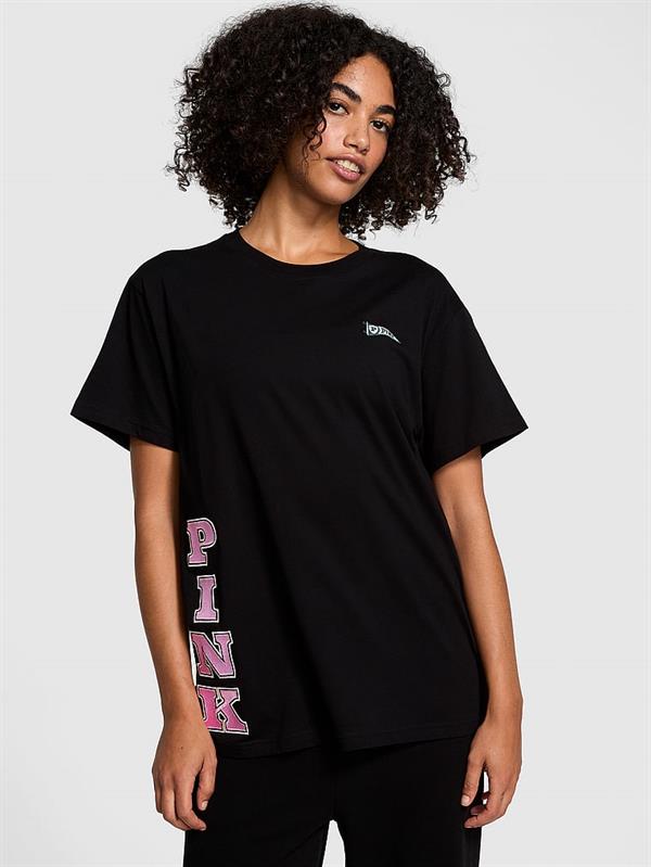 Pink Oversize Kısa Kollu Kampus Tisort