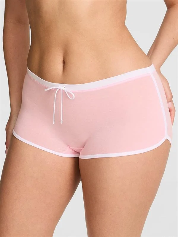 Pink Pamuklu Boyshort Kulot