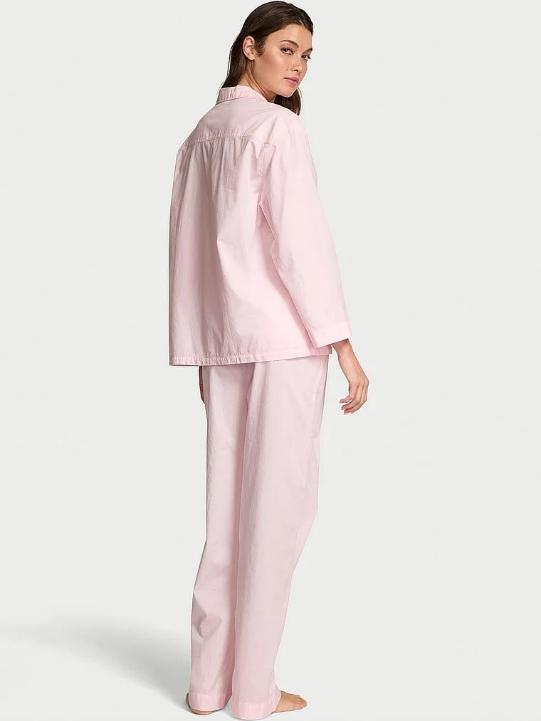 Pamuklu Oversize Uzun Pijama Takimi arka görünüm