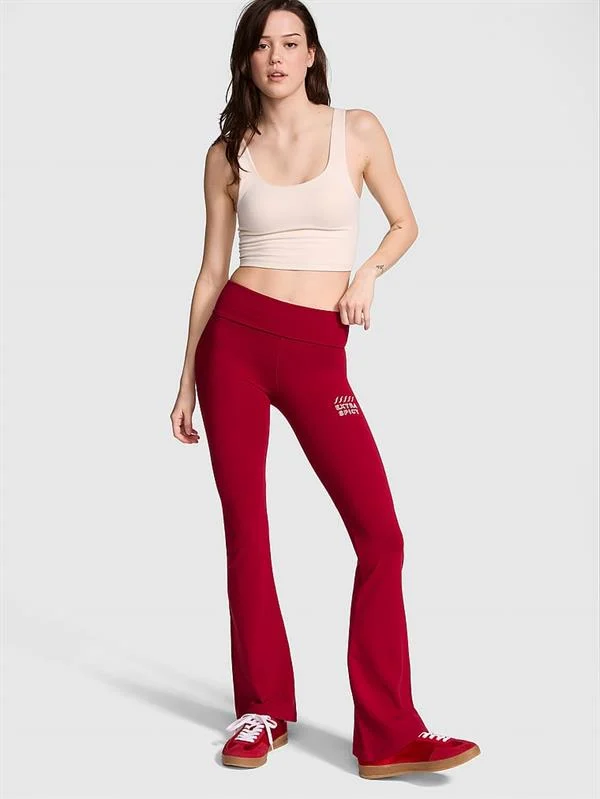 Pink All Day Beli Katlanabilen Pamuklu Flare Tayt ön görünüm