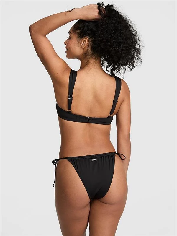Pink Dantelli Cift Askili Brazilian Bikini Alti ön görünüm