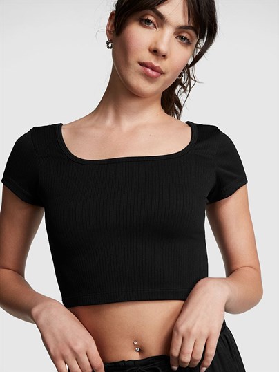 Pink Seamless Kısa Kollu Crop Ust