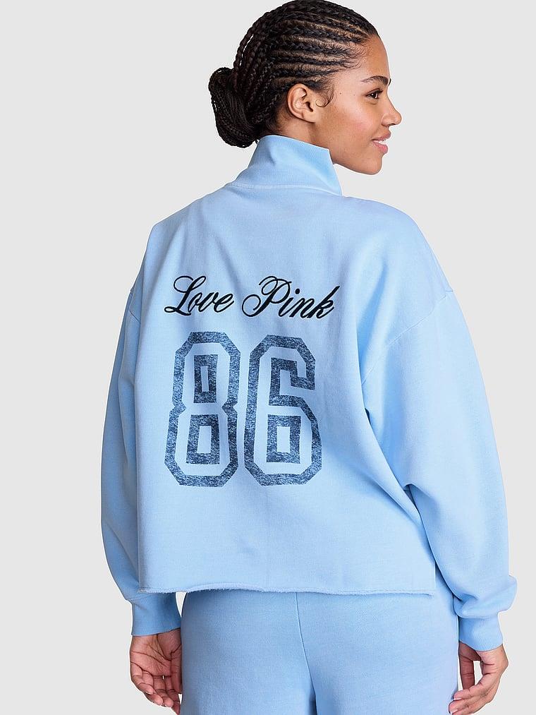 Pink Kampus Fermuarli Balikci Yaka Sweatshirt arka görünümü