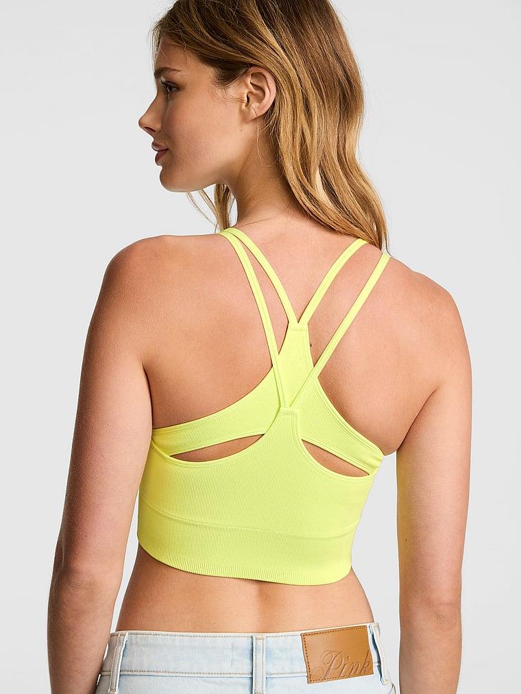 Pink Yumuşak Seamless Askili Sporcu Sütyeni arka görünüm