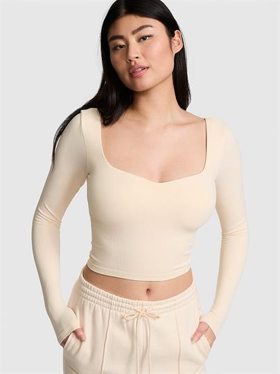 Pink Soft Seamless Uzun Kollu Kalp Yaka Ust