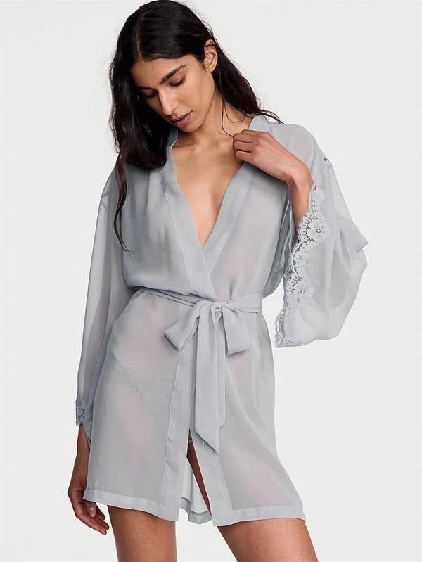 Sifon Ve Dantelli Kısa Sabahlık ön görünüm