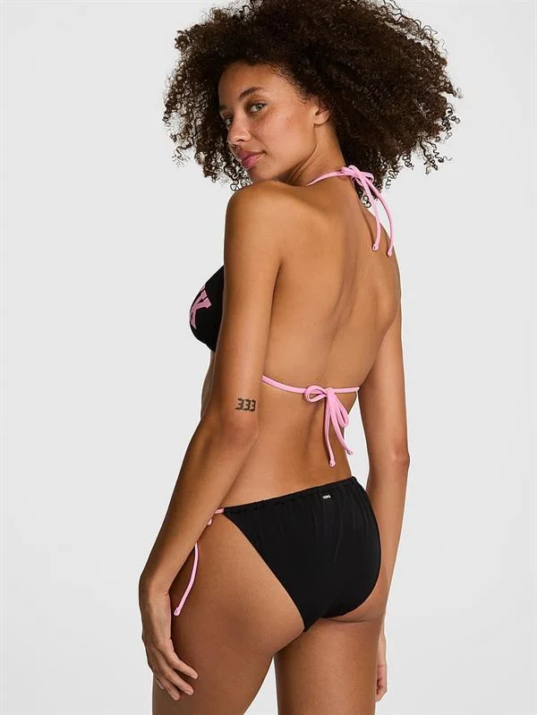 Pink Yandan Baglamali Cheeky Bikini Alti