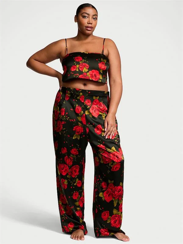 Gul Detayli Crop Askili Pijama Takimi