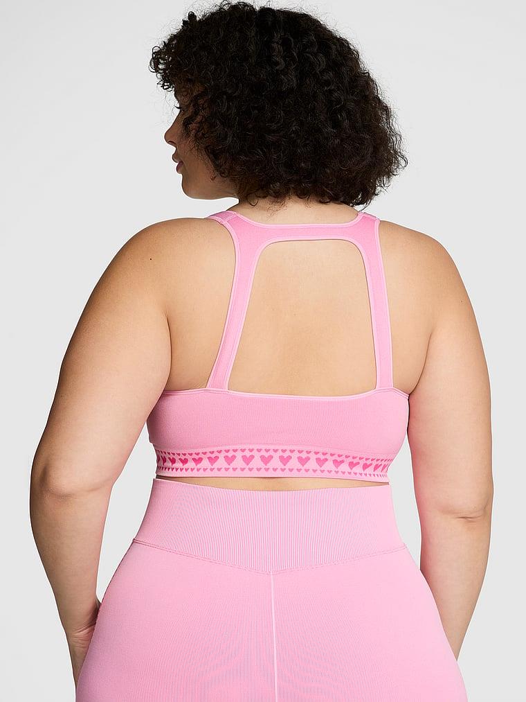 Pink Seamless Kalpli Kare Yaka Longline Sporcu Sütyeni arka görünümü