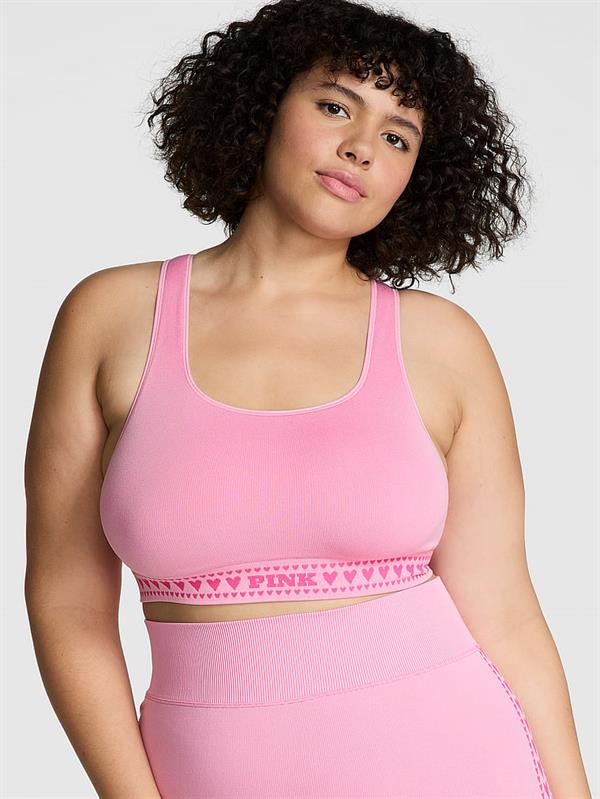 Pink Seamless Kalpli Kare Yaka Longline Sporcu Sütyeni
