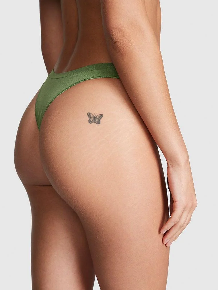 Pink Seamless Yüksek Bel Tanga Kulot arka görünüm