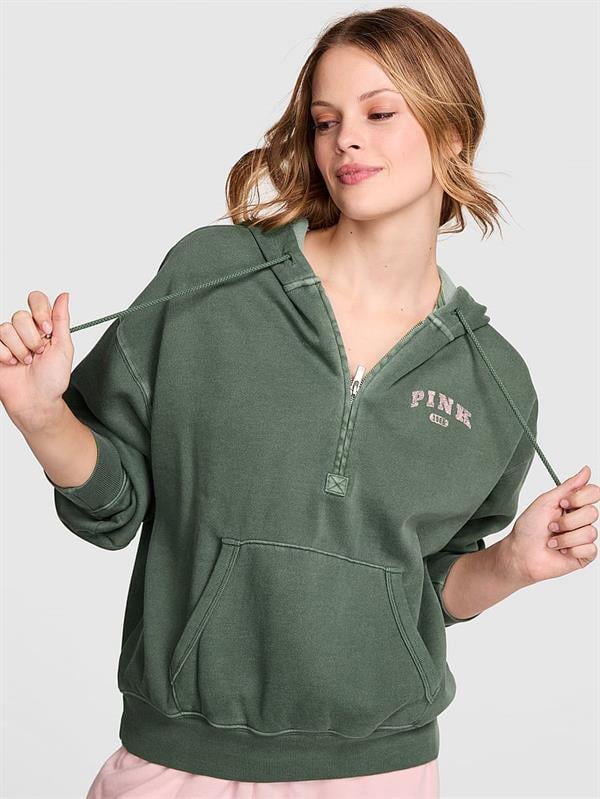 Pink Ivy Yarim Fermuarli Kapusonlu Sweatshirt ön görünüm