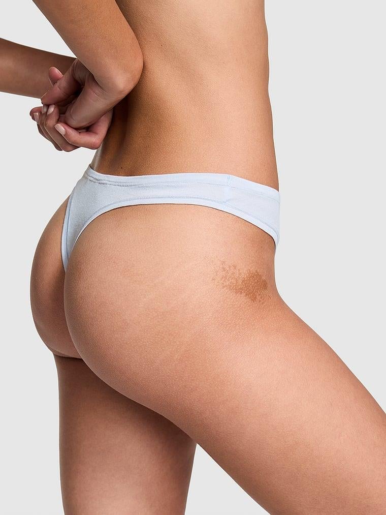 Pink Pamuklu Derin Bacak Kesim Tanga arka görünümü