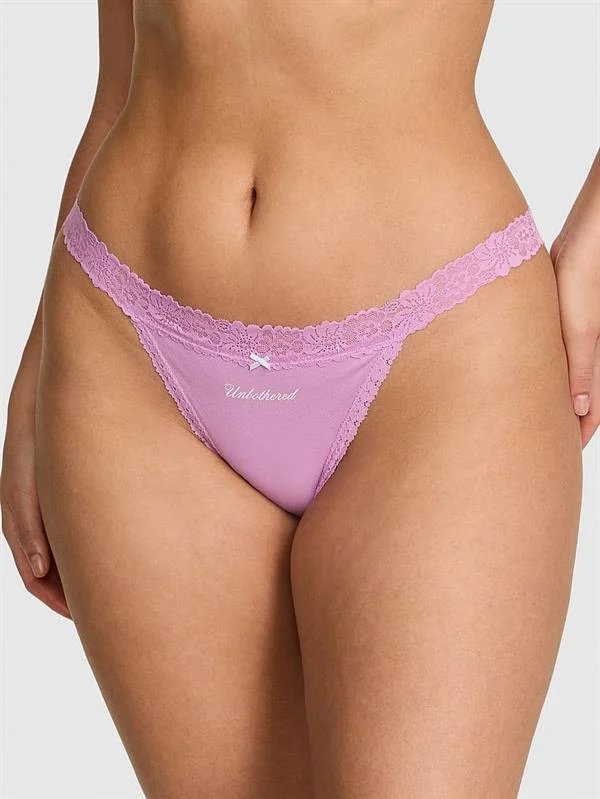 Pink Dantelli Pamuklu Bikini Kulot ön görünüm