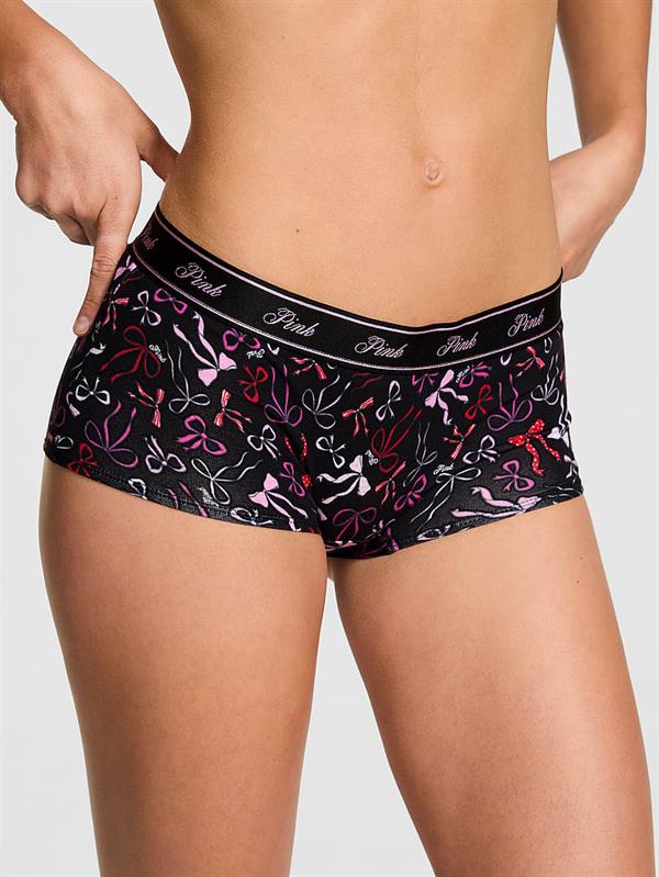 Pink Logolu Pamuklu Boyshort Kulot
