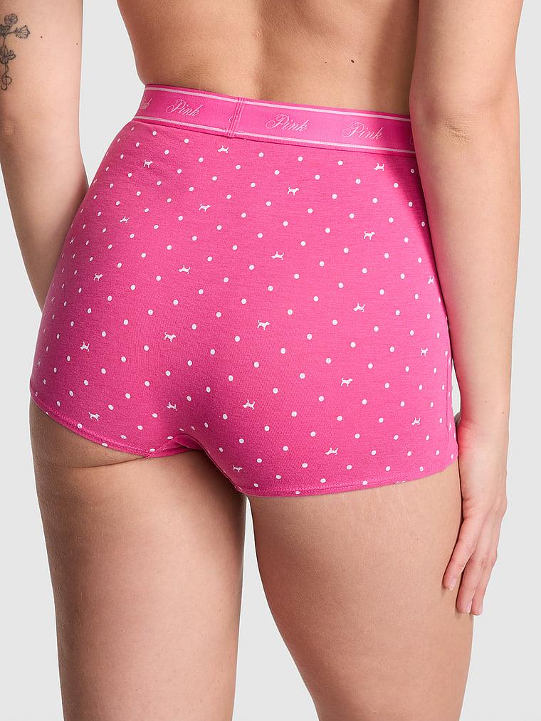 Pink Mikro Logolu Yüksek Bel Boyshort Kulot arka görünümü