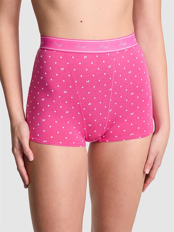 Pink Mikro Logolu Yüksek Bel Boyshort Kulot