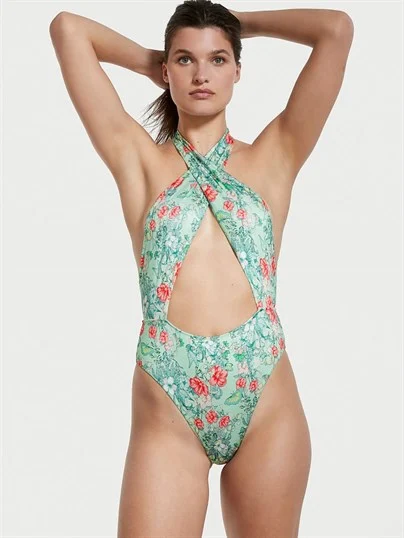 Cut Out Detayli Halter Yaka Mayo