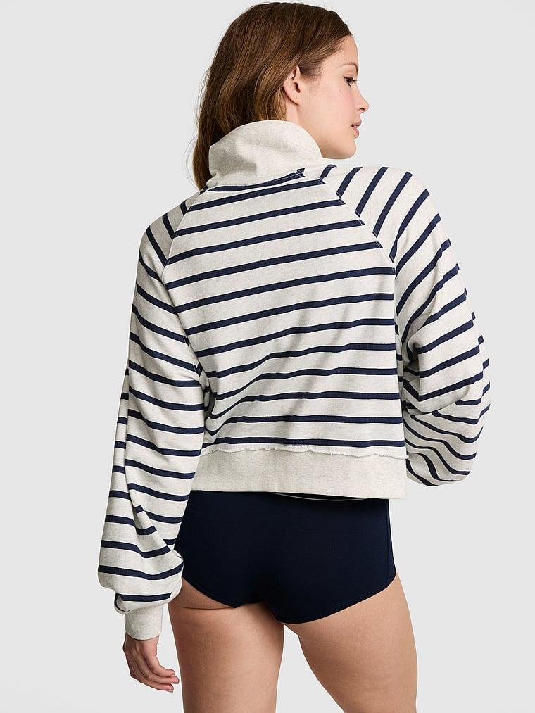 Pink Kampus Dik Yaka Fermuarli Sweatshirt arka görünüm
