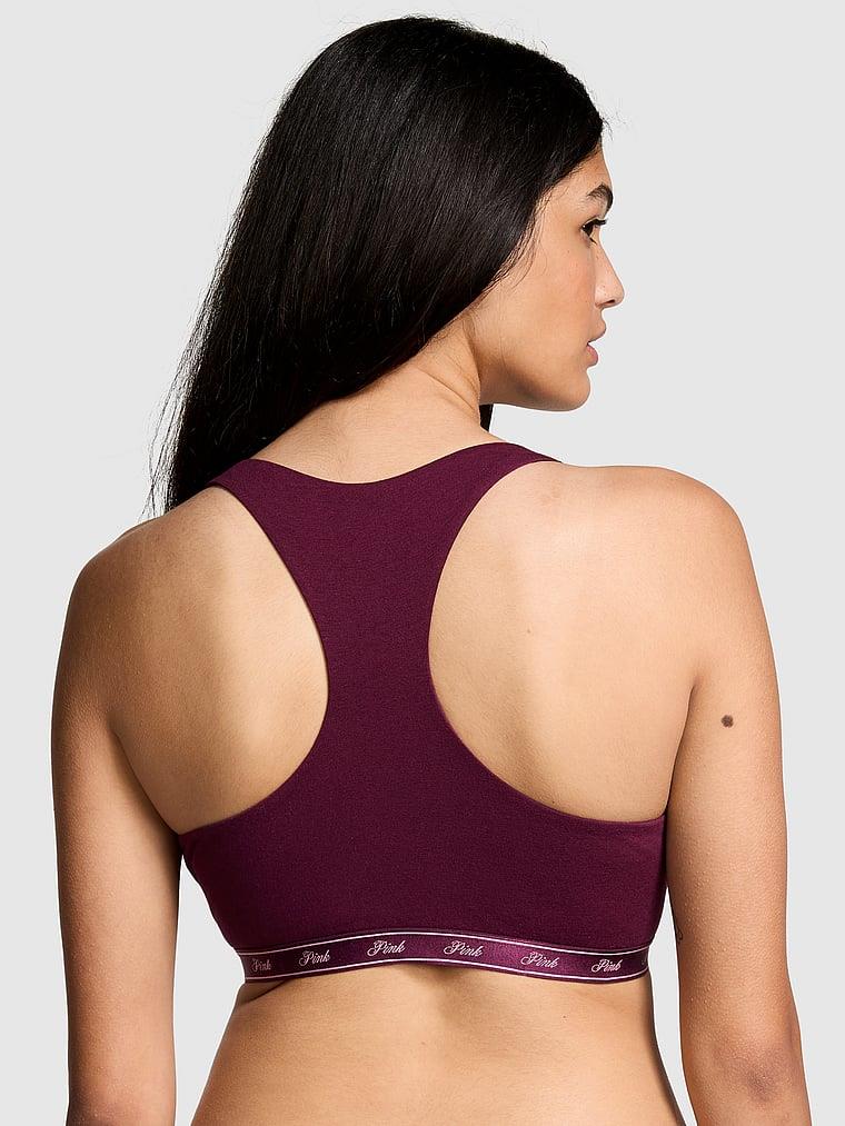 Pink Pamuklu Racerback Logolu Bralet arka görünüm