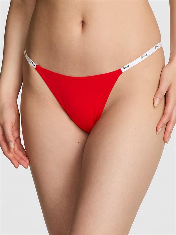 Pink Logo Detayli Pamuklu Scoop Tanga