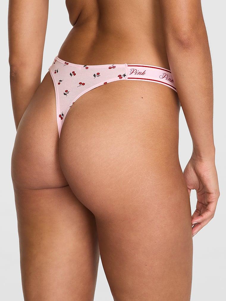 Pink Logolu Pamuklu Derin Bacak Kesim Tanga arka görünüm