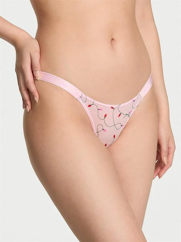 Pink Logo Detayli Pamuklu Mikro Tanga