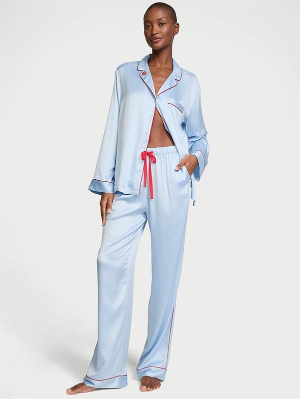 Victorias Secret Fashion Show 24 Parlak Saten Uzun Pijama Takimi