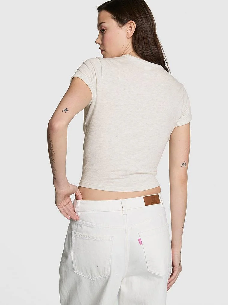 Pink Retro Pamuklu Tisort arka görünüm