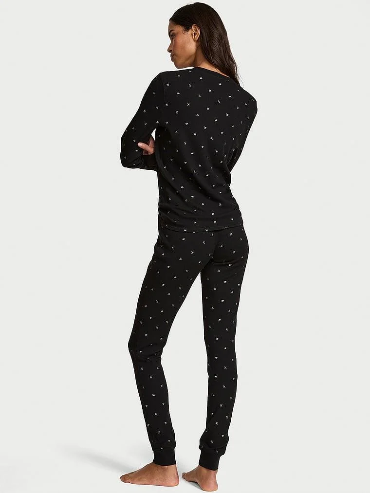 Henley Termal Uzun Pijama Takimi arka görünüm