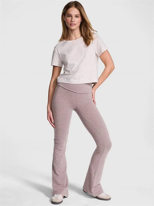 Pink All Day Beli Katlanabilen Pamuklu Flare Tayt