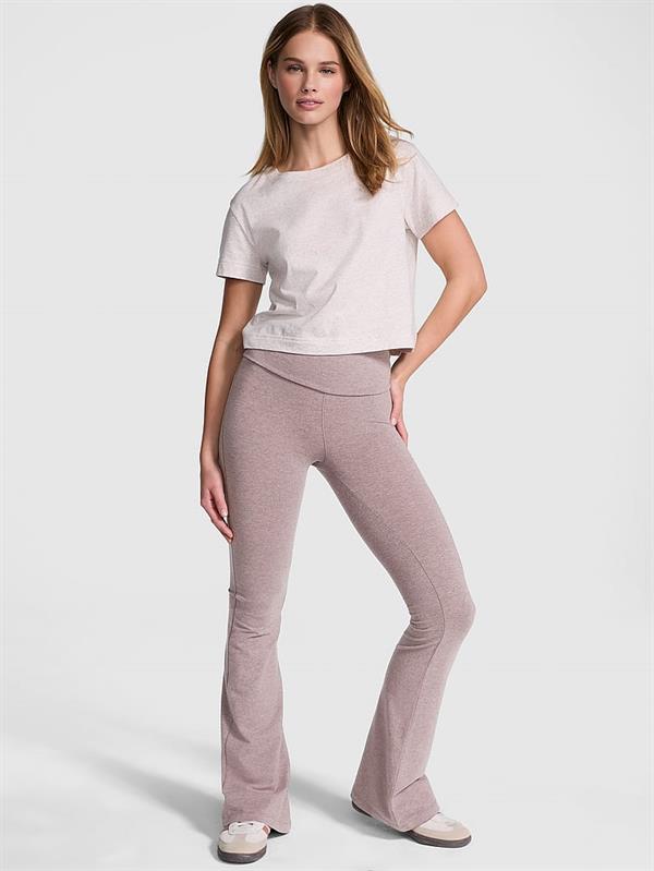 Pink All Day Beli Katlanabilen Pamuklu Flare Tayt