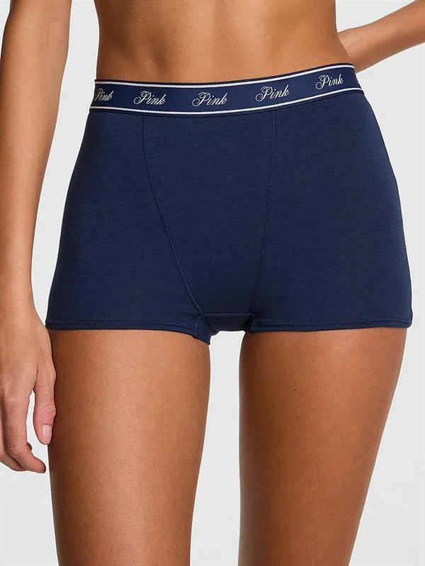 Pink Mikro Logolu Yüksek Bel Boyshort Kulot ön görünüm