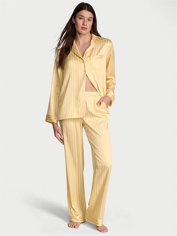 Victorias Secret Fashion Show 24 Parlak Saten Uzun Pijama Takimi