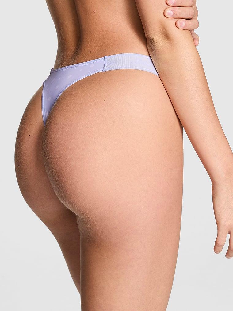 Pink Logolu Pamuklu Derin Bacak Kesim Tanga arka görünümü