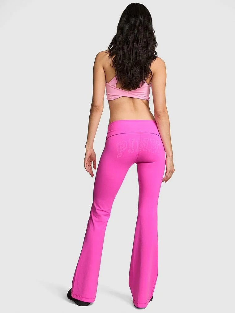 Pink All Day Beli Katlanabilen Pamuklu Ispanyol Paca Tayt arka görünüm