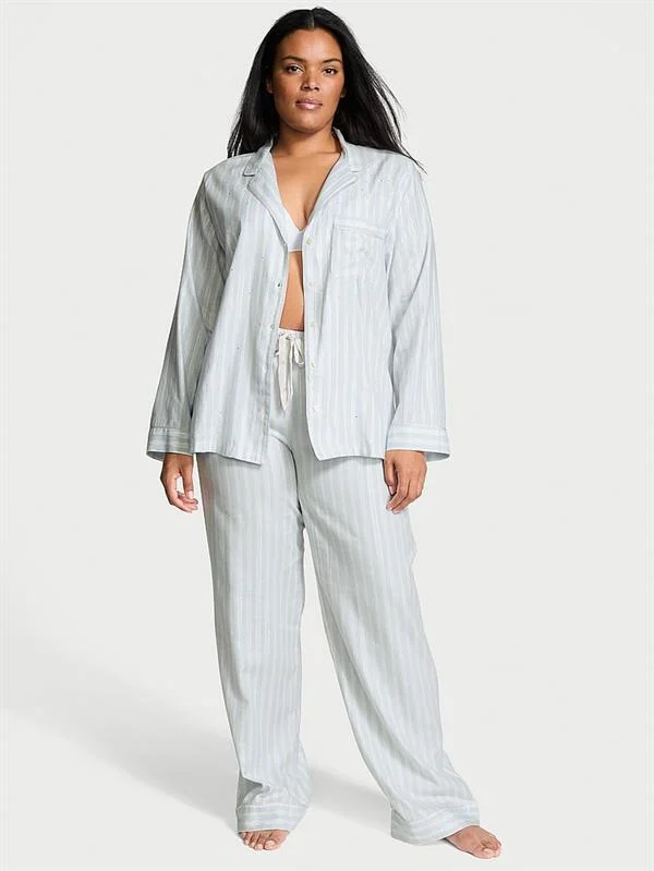 Flanel Uzun Pijama Takimi ön görünüm