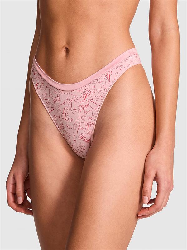 Pink Seamless Derin Bacak Kesim Tanga
