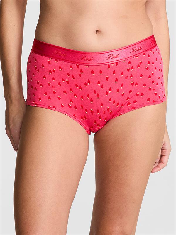 Pink Logolu Pamuklu Boyshort Kulot