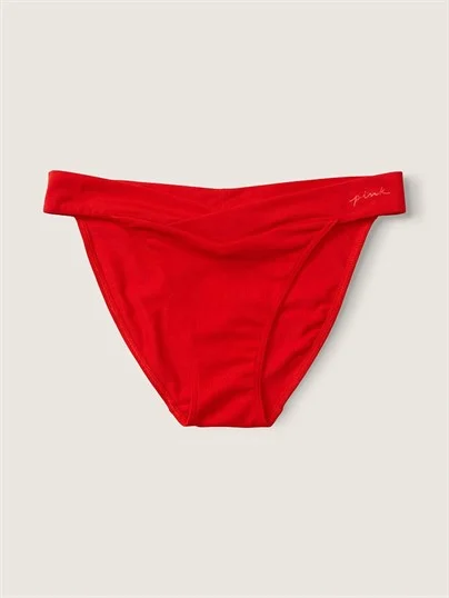 Pink Pamuk Capraz Detayli Bikini Kulot ön görünüm