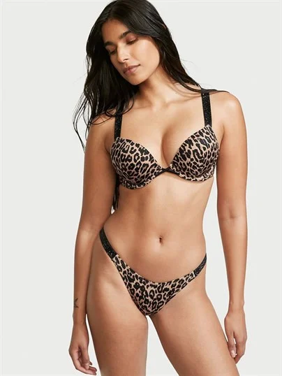 Işıltılı Askili Seritli Bombshell 2 Beden Buyuk Gosteren Push Up Bikini Ustu