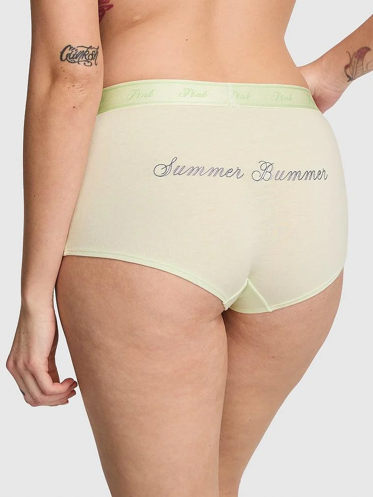Pink Logolu Pamuklu Boyshort Kulot arka görünüm