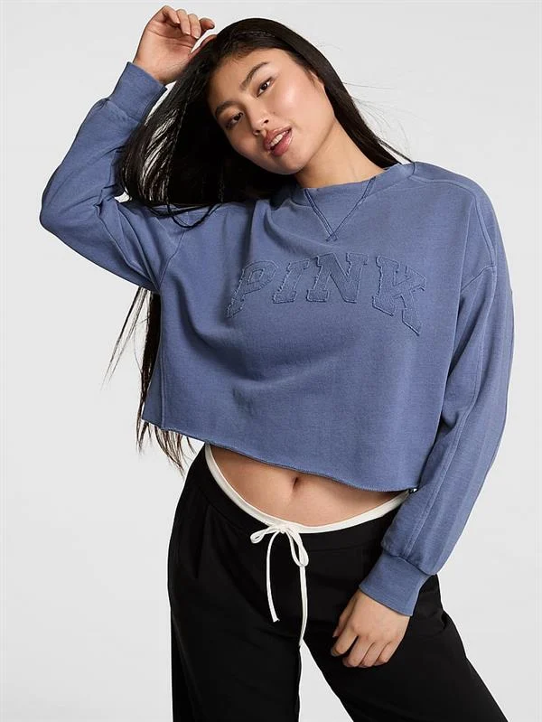 Pink Kampus Kivrimli Kenar Bisiklet Yaka Sweatshirt ön görünüm