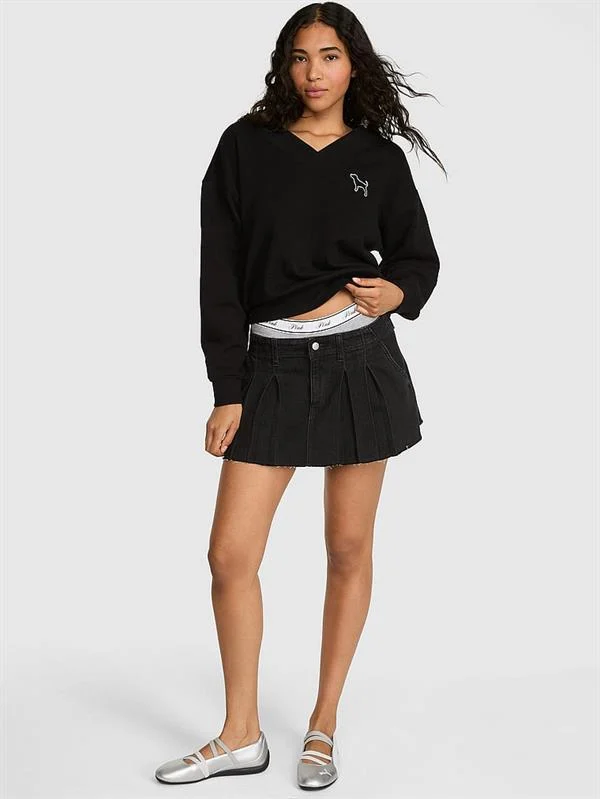 PINK V Yaka Sweatshirt