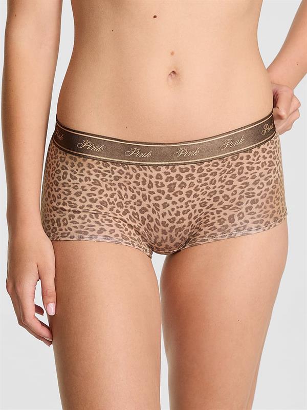 Pink Logolu Pamuklu Boyshort Kulot