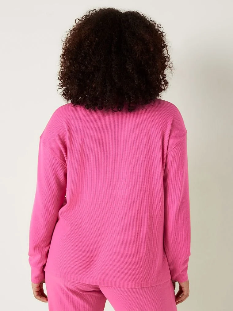 Pink Termal Uzun Kollu Pijama Tisort arka görünüm