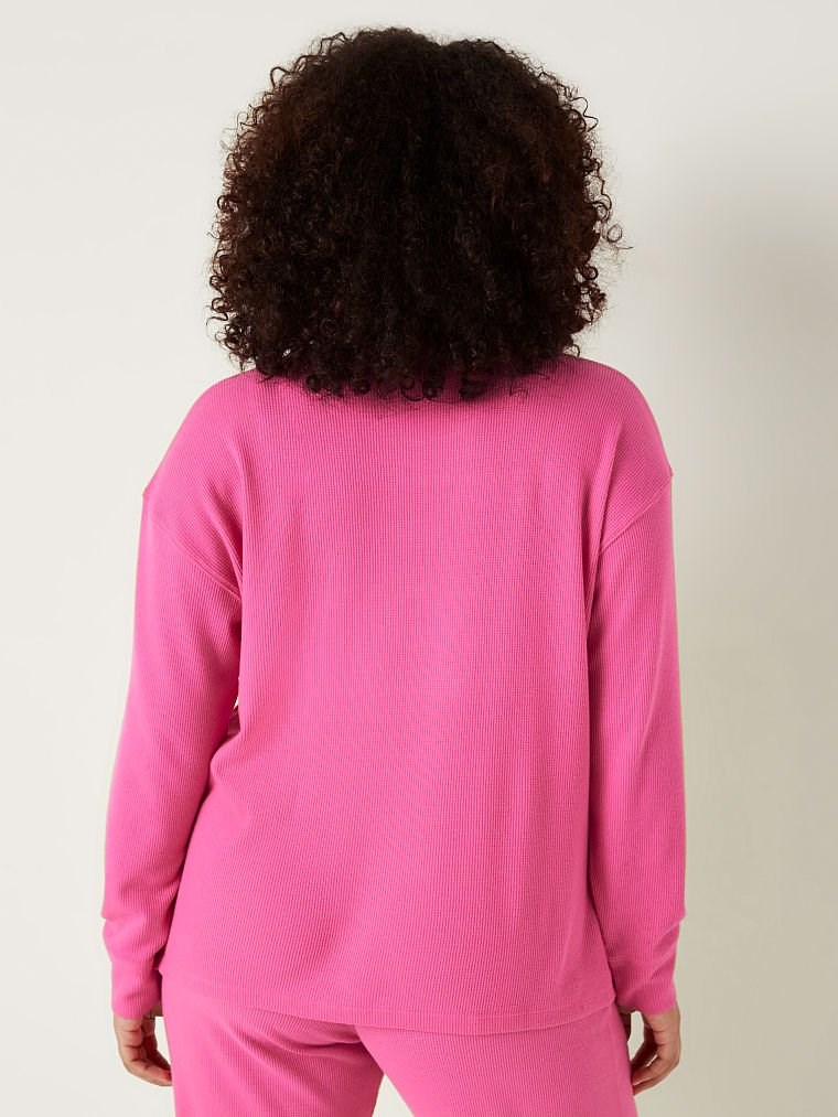 Pink Termal Uzun Kollu Pijama Tisort arka görünümü