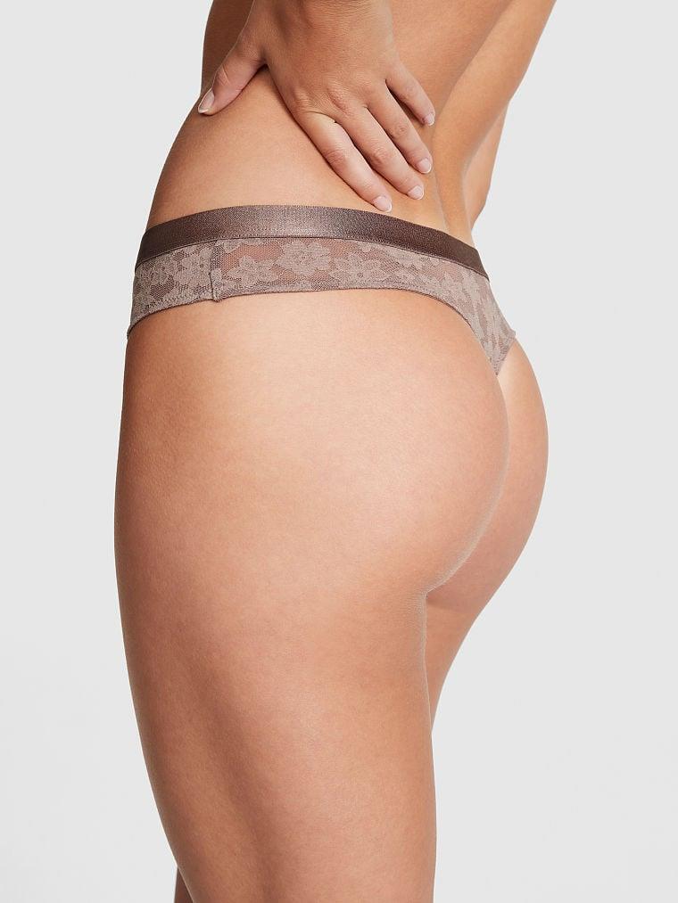 Pink Tossed Cicek Dantelli Tanga arka görünümü